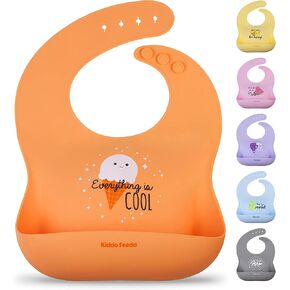 Kiddo Feedo Silicone Bib for Babies and Toddlers, Waterproof, Soft, Adjustable and Non Messy, Designed in Sweden
