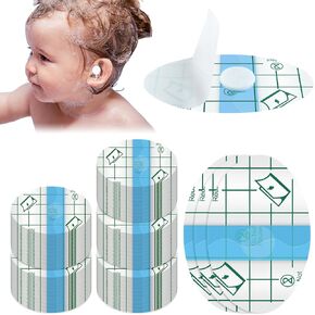Teling 300 Pcs Ear Covers for Shower Waterproof Ear Protector Newborn Ear Stickers Disposable Cotton Ball Baby Ear Protection for Bath Kids Swimming Surfing Showering Snorkeling Water Sport (Blue)