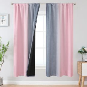 Estelar Textiler Black and White Blackout Curtains for Bedroom, Light Blocking Two Tone Gradient Drapes with Wave Line Pattern, Room Darkening Rod Pocket Ombre Curtains for Boys Room,52Wx84L,2 Panels in Kuwait