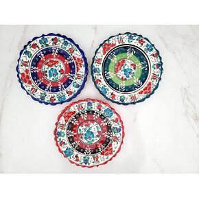 Ayennur Turkish Decorative Plates Set of 3-7.08" Handmade Ceramic for Wall Hanging Home Decor in Kuwait