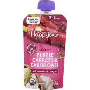 طعام الاطفال العضوي بالجزر والقرنبيط ارجواني من هابي بيبي، 4 اونصة in Kuwait