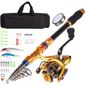 CLORIS Fishing Rod and Reel Combo Saltwater Freshwater-12 FT Carbon Fiber Telescopic Fishing Pole and Reel Combo with Line Lures Tackle Hooks Carrier Bag for Adults Young Kids MenTravel (3.6m / 12ft) in Kuwait