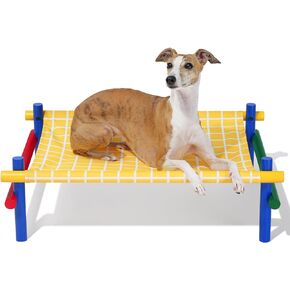 سرير للكلاب من VETRESKA مرتفع ومبرد للتبريد - سرير أرجوحة للحيوانات الأليفة محمول للاستخدام الداخلي والخارجي مع أقدام مقاومة للانزلاق، سرير أريكة متين وقابل للتنفس مع إطار من خشب الزان متعدد الألوان، أحمر in Kuwait