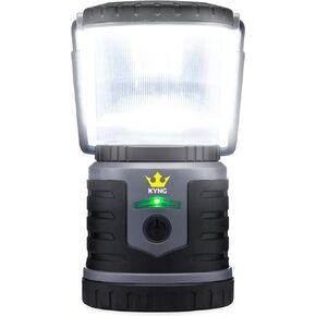 فانوس LED قابل لاعادة الشحن باضاءة ساطعة للتخييم والاستخدام في حالات الطوارئ والاماكن الخارجية والمنزل - يدوم لمدة 250 ساعة بشحنة واحدة - يتضمن سلك USB ومقبس حائط وشاحن جوال مدمج in Kuwait