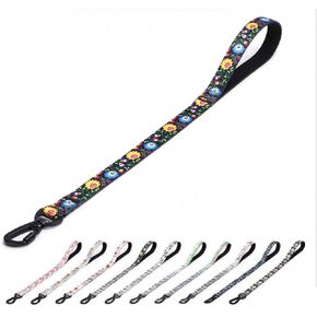 Dog Leash for Training and Walking - Fashionable Floral Print, Suitable for Medium to Large Dogs - with Climbing Lock Buckle and Comfortable Padded Handle - 23 Inch (23inch, Black)
