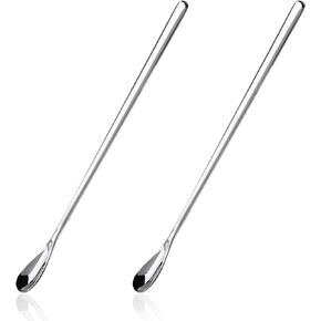 Abeillo 2Pcs Reptile Spoon, Stainless Steels Stirring Food Feeding Spoon, Long Handle Stirring Spoons, Powder Fruit Mixing Stirring Food Feeding Tool for Gecko Lizard Gargoyle Bearded Crested
