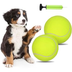Big Tennis Ball for Dogs-9.5" Inflatable Giant Tennis Balls Large Pet Toys for Outdoor/Indoor Sports Oversize Dog Toy Ball for Small/Medium/Large Dogs Funny Gifts