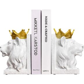 Kakizzy Book Ends Decorative, Lion Bookends for Shelves, Animal Book Stopper Decorative, Modern Book Ends for Heavy Books, Lion Figurines Statues Indoor, Unique Book Lover Gift(Black Lion)