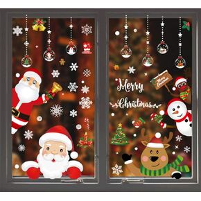 مايزن 161 قطعة من 8 ورقات ملصقات الكريسماس على شكل ندفة الثلج للزجاج، ملصقات الكريسماس لتزيين العطلات وندفة الثلج وسانتا كلوز وغزال الرنة للحفلات in Kuwait