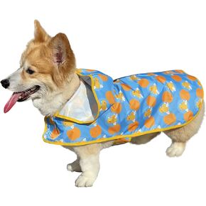 Hooded Dog Raincoat Poncho Reflective Waterproof Adjustable Rain Jacket for Small Medium Large Dogs (Large)