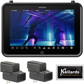 حزمة Atomos Shogun 7 بوصة HDR - مسجل 6K Raw مع Genaray 2 x NP-F770 بطاريات 4400 مللي أمبير في الساعة ومجموعة شواحن مدمجة 2 × ومناديل تنظيف الشاشة المضادة للكهرباء الساكنة in Kuwait