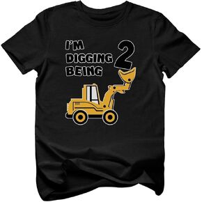 Tstars Construction 2nd Birthday Shirt Toddler Boy Digging Being 2 Tee | Soft cotton bulldozer tee for turning two; great for 2nd birthday, construction party, digger truck theme in Saudi Arabia