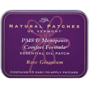 Natural Patches Of Vermont Rose Geranium PMS & Menopause Essential Oil Body Patches, 10-Count Tins in Kuwait