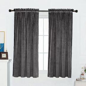FY FIBER HOUSE Sunlight Block Velvet Blackout Vintage Curtains Rod Pocket Window Treatment Thermal Insulated Room Darkening Drapes for Bedroom Living Room 52Wx95L Inch Set of 2 Panels Olive Green in Kuwait