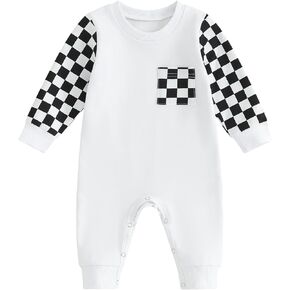 Karuedoo Newborn Baby Boy Girl Clothes Checkered Plaid Romper Jumpsuit Long Sleeve Bodysuit One Piece Outfit Fall Outfit
