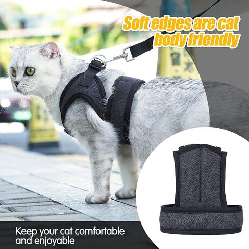 Dotoner Cat Harness and Leash Escape Proof Adjustable Vest for Cats Cat Walking Jacket with Air Mesh Harness and Running Cushioning Easy Control Outdoor Vest Black in Kuwait