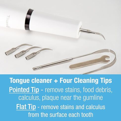 مجموعة تنظيف أسنان الكلاب بالموجات فوق الصوتية من تيلكير مع أداة تنظيف أسنان القطط بإضاءة LED مع 3 أوضاع للتنظيف، و4 رؤوس تنظيف ومنظف اللسان - مزيل جير الكلاب للأسنان in Kuwait