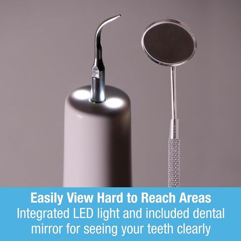 مجموعة تنظيف أسنان الكلاب بالموجات فوق الصوتية من تيلكير مع أداة تنظيف أسنان القطط بإضاءة LED مع 3 أوضاع للتنظيف، و4 رؤوس تنظيف ومنظف اللسان - مزيل جير الكلاب للأسنان in Kuwait