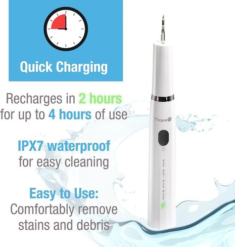 مجموعة تنظيف أسنان الكلاب بالموجات فوق الصوتية من تيلكير مع أداة تنظيف أسنان القطط بإضاءة LED مع 3 أوضاع للتنظيف، و4 رؤوس تنظيف ومنظف اللسان - مزيل جير الكلاب للأسنان in Kuwait