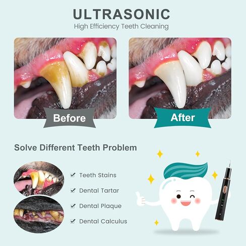 FAIRYLOVE Dog منظف فرشاة الأسنان بالموجات فوق الصوتية، مزيل لوحة الحيوانات الأليفة للأسنان مع 3 أوضاع و4 رؤوس تنظيف، مجموعة تنظيف أسنان الكلاب القابلة لإعادة الشحن لإزالة الجير للكلاب والقطط للأسنان in Kuwait