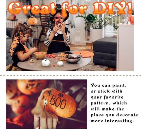 Qinsihwn 24 Pcs Artificial Pumpkins Set,White Pumpkins Burlap Pumpkins and Plaid Fabric Pumpkins,Realistic Fake Pumpkins in Different Size for Halloween Thanksgiving Party Decor in Kuwait