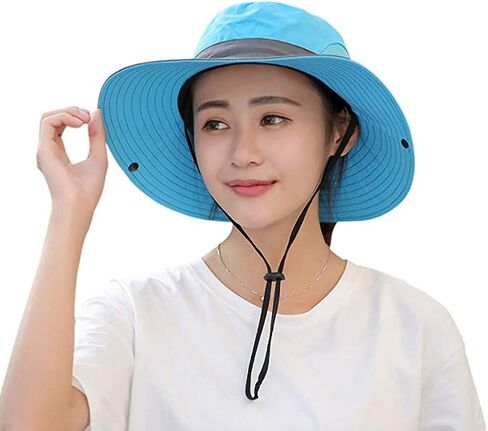 Sun Hat for Women Men with Ponytail Hole, UPF 50+ Wide Brim Bucket Hat for Fishing Hiking Gardening in Kuwait