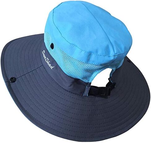 Sun Hat for Women Men with Ponytail Hole, UPF 50+ Wide Brim Bucket Hat for Fishing Hiking Gardening in Kuwait