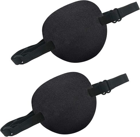 2 Pack Eye Patches for Kids Adults, Adjustable Single Eye Patch, Comfortable Lazy Eye Patches Pirate Eye Patches for Amblyopia Strabismus, Black in Kuwait