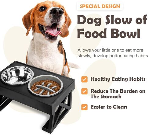 وعاء مرتفع للكلاب، 3 أوعية مرتفعة للكلاب قابلة للتعديل، مع وعاء تغذية بطيء ووعاء ماء سعة 1.5 لتر بارتفاع 2.7 بوصة، 8.26 بوصة، 10.82 بوصة مع مناسبة للكلاب الصغيرة والمتوسطة والقطط in Kuwait