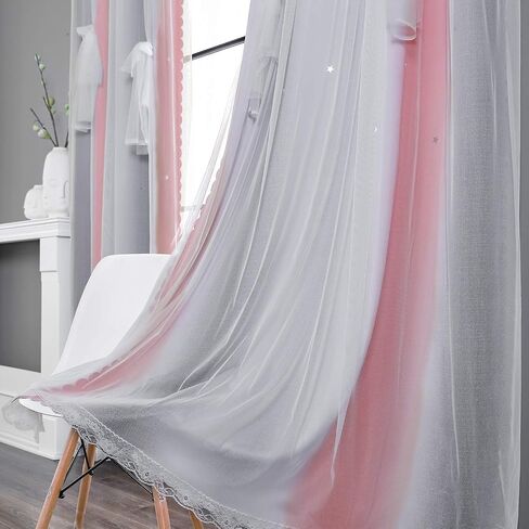 Curtains for Girls Bedroom Kids Curtains Rainbow Curtains Girls Curtains Star Curtains Princess Room Decor for Daughter Bedroom Window in Saudi Arabia