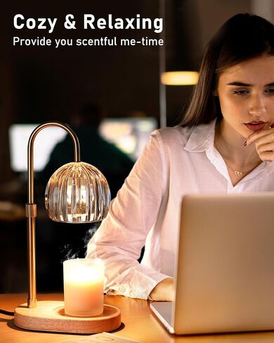 مصباح تدفئة الشموع من Someimei - سخان شموع بارتفاع قابل للتعديل مع مؤقت وخافت للضوء، مثالي لديكور المنزل، سخان شموع كهربائي مع لمبتين (ذهبي) in Kuwait