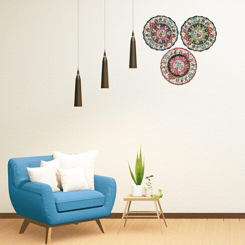 Ayennur Turkish Decorative Plates Set of 3-7.08" Handmade Ceramic for Wall Hanging Home Decor in Kuwait