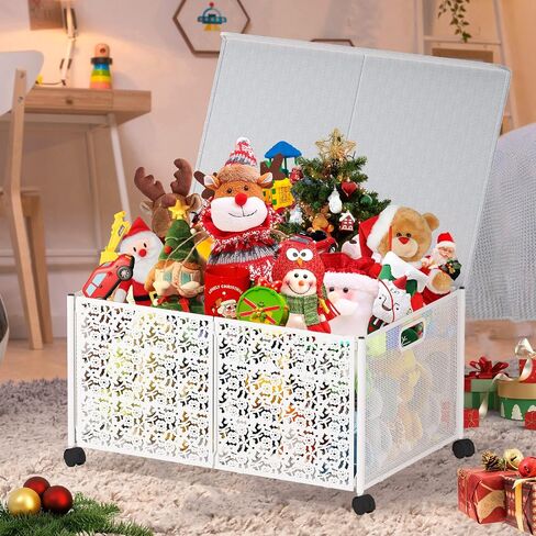Yoleduo Toy Storage، صندوق ألعاب، صندوق منظم لتخزين الألعاب مع غطاء، صندوق ألعاب كبير جدًا 70 لتر للأطفال والأولاد والبنات، صناديق تخزين ألعاب معدنية متينة قابلة للطي مع عجلات، (قطعتان، أبيض) in Saudi Arabia