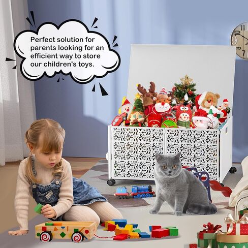 Yoleduo Toy Storage، صندوق ألعاب، صندوق منظم لتخزين الألعاب مع غطاء، صندوق ألعاب كبير جدًا 70 لتر للأطفال والأولاد والبنات، صناديق تخزين ألعاب معدنية متينة قابلة للطي مع عجلات، (قطعتان، أبيض) in Saudi Arabia