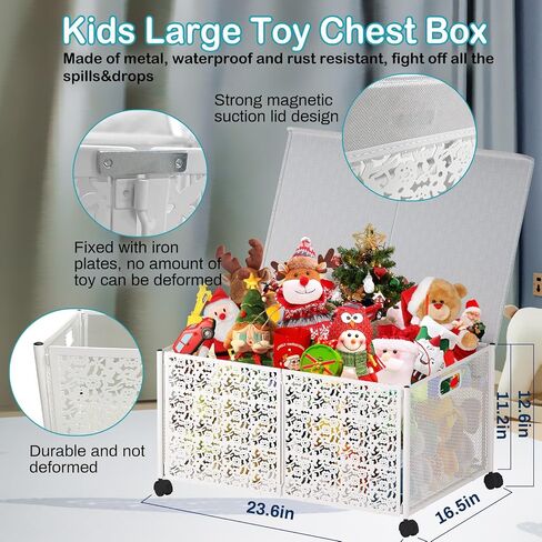 Yoleduo Toy Storage، صندوق ألعاب، صندوق منظم لتخزين الألعاب مع غطاء، صندوق ألعاب كبير جدًا 70 لتر للأطفال والأولاد والبنات، صناديق تخزين ألعاب معدنية متينة قابلة للطي مع عجلات، (قطعتان، أبيض) in Saudi Arabia