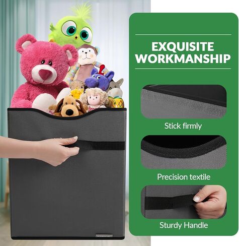 صندوق تخزين الألعاب من فيكتوريتش، صناديق تخزين متينة قابلة للطي مع أغطية، منظم تخزين صندوق ألعاب كبير للأطفال لغرفة الحضانة، غرفة اللعب، الخزانة، التنظيم المنزلي (I-TBX-BEIGE) in Kuwait