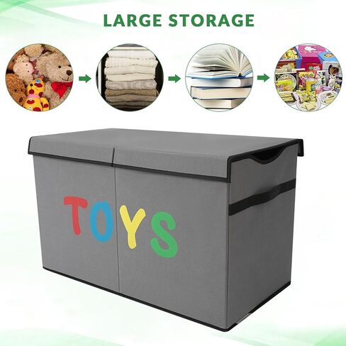 صندوق تخزين الألعاب من فيكتوريتش، صناديق تخزين متينة قابلة للطي مع أغطية، منظم تخزين صندوق ألعاب كبير للأطفال لغرفة الحضانة، غرفة اللعب، الخزانة، التنظيم المنزلي (I-TBX-BEIGE) in Kuwait