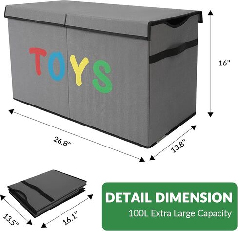 صندوق تخزين الألعاب من فيكتوريتش، صناديق تخزين متينة قابلة للطي مع أغطية، منظم تخزين صندوق ألعاب كبير للأطفال لغرفة الحضانة، غرفة اللعب، الخزانة، التنظيم المنزلي (I-TBX-BEIGE) in Kuwait