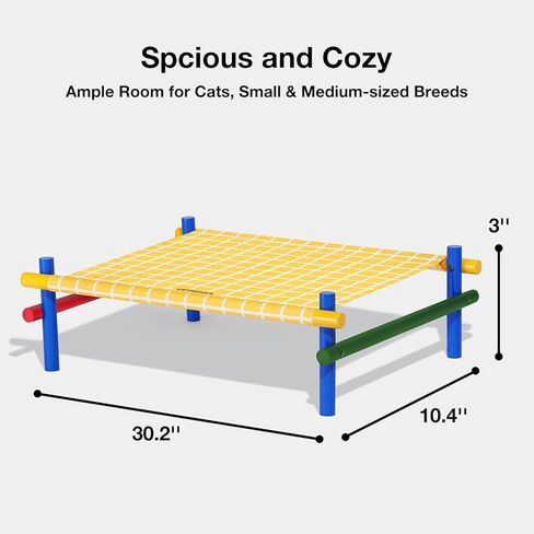 سرير للكلاب من VETRESKA مرتفع ومبرد للتبريد - سرير أرجوحة للحيوانات الأليفة محمول للاستخدام الداخلي والخارجي مع أقدام مقاومة للانزلاق، سرير أريكة متين وقابل للتنفس مع إطار من خشب الزان متعدد الألوان، أحمر in Kuwait