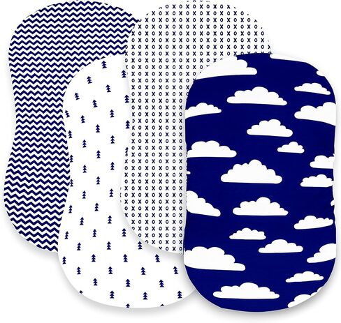 Bassinet Bed Sheets – Premium Bassinet Fitted Sheet for Halo, Mika Micky, Maxi COSI & Others - 4 Pack 100% Jersey Knit - Bassinet Bedding for Standard Size Oval or Halo Bassinet Pads for Boys & Girls in Saudi Arabia
