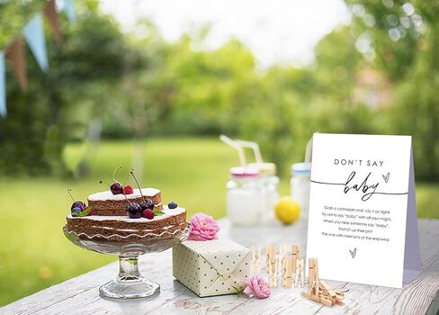Don't Say Baby Baby Shower Game,Baby in Bloom Baby Shower Decorations,Mini Clothespins for Baby Shower,Neutral Baby Shower Decorations,little cutie baby shower,1 Sign & 50 Mini Clothespins Set-D10 in Kuwait