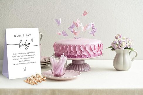 Don't Say Baby Baby Shower Game,Baby in Bloom Baby Shower Decorations,Mini Clothespins for Baby Shower,Neutral Baby Shower Decorations,little cutie baby shower,1 Sign & 50 Mini Clothespins Set-D10 in Kuwait