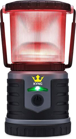 فانوس LED قابل لاعادة الشحن باضاءة ساطعة للتخييم والاستخدام في حالات الطوارئ والاماكن الخارجية والمنزل - يدوم لمدة 250 ساعة بشحنة واحدة - يتضمن سلك USB ومقبس حائط وشاحن جوال مدمج in Kuwait