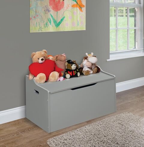 Badger Basket Kid's Wooden Toy Box and Storage Bench Seat with Safety Hinge - Gray in Saudi Arabia