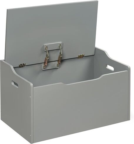 Badger Basket Kid's Wooden Toy Box and Storage Bench Seat with Safety Hinge - Gray in Saudi Arabia