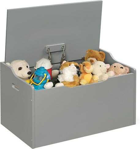 Badger Basket Kid's Wooden Toy Box and Storage Bench Seat with Safety Hinge - Gray in Saudi Arabia