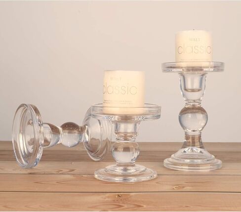 حاملات شموع زجاجية من ليووندر، 3 قطع شموع شفافة كريستالية مع تصميم أنيق للشمعة المستدقة العمودية وضوء الشاي، طاولة المنزل وغرفة المعيشة وحفلات الزفاف وديكور المنزل - أخضر in Kuwait