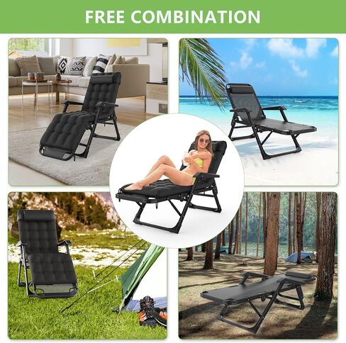 Suteck 3 in 1 Folding Camping Cot, 29In XL Adjustable 6+10 Positions Reclining Portable Outdoor Cot Sleeping Bed Cots w/Pillow Mat Carry Bag, Chaise Lounge Chair for Home Office Nap Beach Pool, Grey in Kuwait