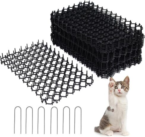 بوميت 20 قطعة من سجادات ردع القطط في الهواء الطلق مع مسامير للاماكن الداخلية والخارجية لسياج الحديقة واثاث الكلاب والقطط مع 6 دبابيس مقاس 12.2 × 7.5 انش in Kuwait