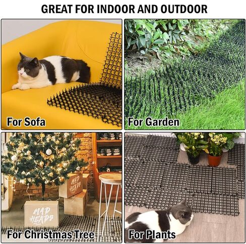 بوميت 20 قطعة من سجادات ردع القطط في الهواء الطلق مع مسامير للاماكن الداخلية والخارجية لسياج الحديقة واثاث الكلاب والقطط مع 6 دبابيس مقاس 12.2 × 7.5 انش in Kuwait